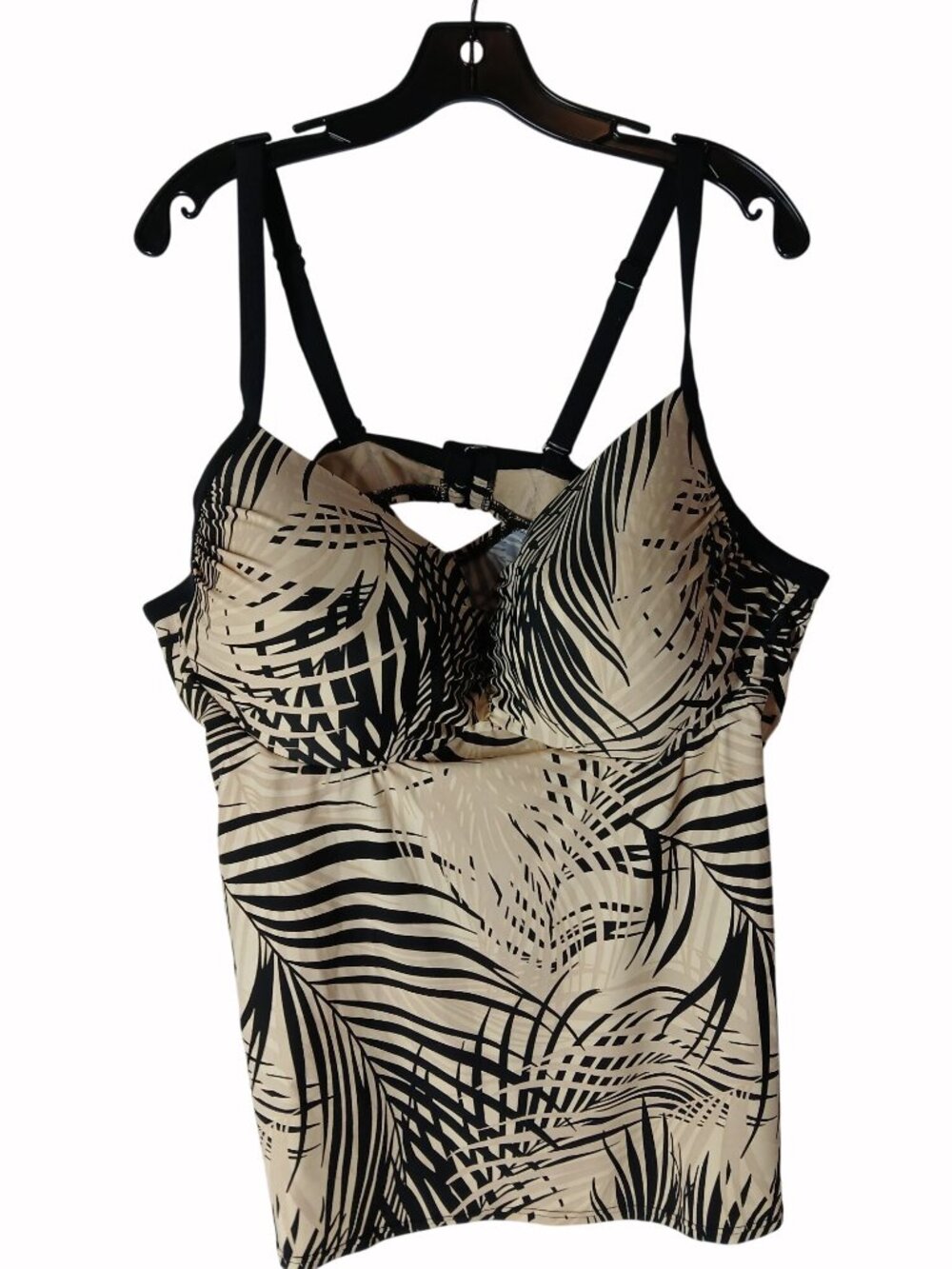 Swim Cacique Womens Tankini Swim Top Jungle Print Size 44DDD Padded Cups Ruched